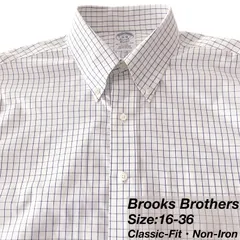 【16-36】Brooks Brothers ポロカラーシャツ / Classic Fit / Supima Cotton / Check（ホワイト×ブルー） XL相当 メンズ