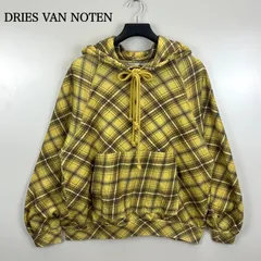 DRIES VAN NOTEN yellow plaid double rope sweat hoodie S ドリスヴァンノッテン チェック 二重紐 スウェットパーカー 希少 トゥモローランド 国内タグのサムネイル