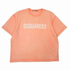 美品 23aw ディースクエアード DSQUARED2 ショートスリーブ スウェットシャツ ロゴプリント 裏起毛 半袖 オーバーサイズ トレーナー S オレンジ系/△T48/メンズ