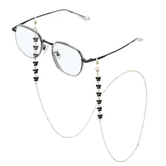 uxcell 女性用メガネチェーン、水晶メガネストラップ付きネックレス型メガネホルダー、紛失防止アイウェアホルダー、黒バタフライデザイン