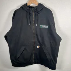 Carhartt フルジップパーカー 企業ロゴ刺繍 ブラック XL（フェードあり）