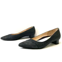 日本製◎【NEO RHYTHM】ネオリズム デニム ローヒール ポインテッドトゥ パンプス つま先切り替え 歩きやすい 走れる オフィス ママコーデ お呼ばれ 結婚式 パーティー 二次会 卒業式 入学式 ネイビー レディース 22.5cm/M41942UU