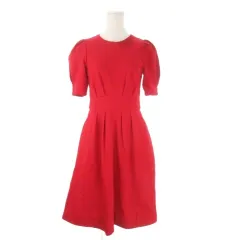 スナイデル SNIDEL ワンピース 0 赤 レッド パフスリーブ ラウンドネック ウエスト切り替え /CK24 ■GY99