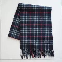 正規品 バーバリー カシミア マフラー ネイビー チェック