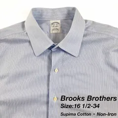 【16 1/2-34】Brooks Brothers ワイドカラーシャツ / Non-Iron Supima Cotton / Stripe / メンズ L相当
