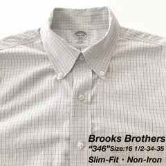 【16 1/2-34/35】Brooks Brothers 346 Original Polo Shirt / Slim Fit / All Cotton / Check（ホワイト×ライトブルー×ブルー） L相当 メンズ