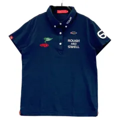 サイズ：M ROUGH&SWELL ラフアンドスウェル  半袖ポロシャツ ボタンダウン  ネイビー系 [240101569573] ゴルフウェア レディース ストスト