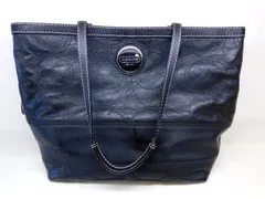COACH コーチ トートバッグ ☆ F15142 ブラック シグネチャー柄 レザー レディース ハンドバッグ 黒 ▼8A