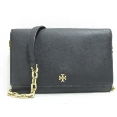 トリーバーチ TORY BURCH 美品 ロビンソン チェーン ウォレット 長財布 ショルダー バッグ レザー 黒 ブラック ゴールド ☆AA★