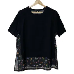 PaulSmith(ポールスミス) 半袖カットソー サイズXL レディース - 黒×マルチ クルーネック/花柄