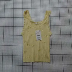 ◇ ⊂ ザラ ZARA 0858/317/300 リボン付きノースリーブトップス イエロー系 レディース L E  【1512100000198】