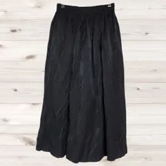 A1147 ユニクロ UNIQLO ロングスカート フレア (SS XS) 黒 無地 裏地あり