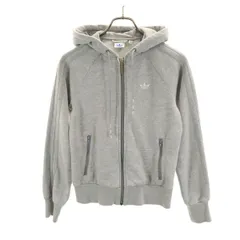 adidas Originals アディダスオリジナルス トレフォイルロゴ 長袖 スウェット ジップパーカー S グレー レディース 古着