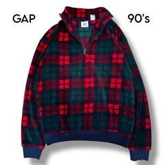 【GAP】90s オールドギャップ ハーフジップフリース チェック USA製　L