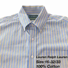 Lauren Ralph Lauren ボタンダウンシャツ 16-32/33 / Non-Iron / Cotton100% / Stripe（ライトブルー×イエロー×ホワイト×ブルー）XL相当 メンズ