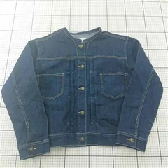 ◇ Θ グローブ grove デニムノーカラージャケット 3L インディゴ系 レディース E  【1601150000965】