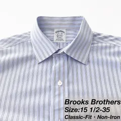 【15 1/2-35】Brooks Brothers ワイドカラーシャツ / Classic Fit / Non-Iron American Supima Cotton / Stripe（ライトブルー×ホワイト×イエロー×ブルー） L相当 メンズ