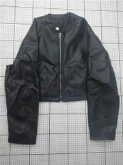 ◇ ⊇ ジェミー gemme フェイクレザー ノーカラージャケット ブラック系 レディース E  【1601150001610】