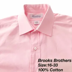【16-33】Brooks Brothers ワイドカラーシャツ / Cotton100% / Solid（ピンク） XL相当 メンズ