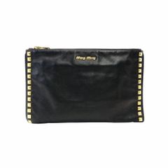 MIU MIU ミュウミュウ スタッズ クラッチバッグ ブラック レディース