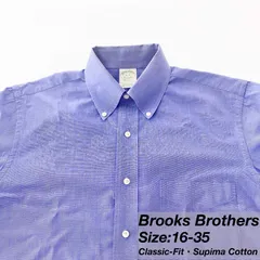 【16-35】Brooks Brothers ポロカラーシャツ / Classic Fit / Supima Cotton100% / Solid（ダークブルー） XL相当　メンズ