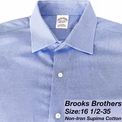【16 1/2-35】Brooks Brothers ワイドカラーシャツ / Supima Cotton100% / Solid（ダークブルー／ロイヤルオックスフォード） XL相当 メンズ