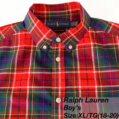 Ralph Lauren Boys ボタンダウンシャツ XL/TG(18-20) / Cotton100％ / Check（レッド×グリーン×ホワイト×ブルー×イエロー） S〜M相当 メンズ