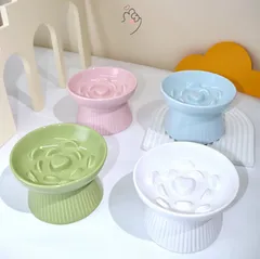 ペット ペットボウル 早食い防止 フードボウル 食器 陶器 高さがある 犬/猫向き 丸飲み防止 餌入れ エサ入れ 食器 ペット用品1742746