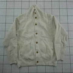 ◇ Θ ユニクロ UNIQLO リブ編みスタンドカラーニットカーディガン ベージュ系 メンズ L E  【1601150008671】