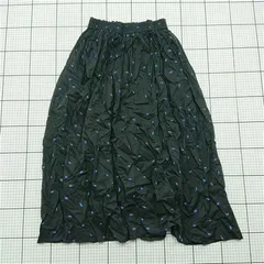 ◇ ⊂ オムネス OMNES コットンボイル総柄ギャザースカート ブラック系ブルー系 F レディース E  【1601150008657】