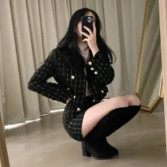 ブラック ツイード ジャケット スカート セットアップ