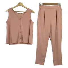 PLS+T(PLST)(プラステ) レディースパンツセットアップ レディース美品  - ピンクベージュ ウエストゴム