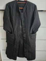 ブラック キルティング ロング ジップアップ コート