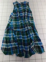 ◇ ⊂ チェック柄ノースリーブワンピース 綿100% Mサイズ レディース E  【1601150012326】