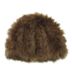 ラビットファー ニットキャップ ニット帽子 毛皮 ブラウン 茶 F
