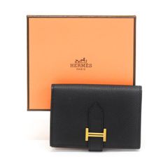超極美品✨エルメス べアン コンパクト 二つ折り財布 ゴールド金具 黒