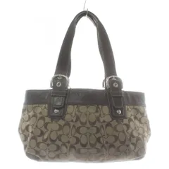 コーチ COACH ハンドバッグ トート キャンバス レザー シグネチャー ロゴ ベージュ 茶色 ブラウン F13742 /XZ ■GY18
