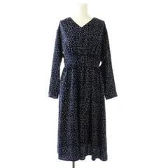 N.Natural Beauty Basic N.ナチュラルビューティーベーシック ドット柄 長袖ワンピース ロング M 紺 白 /NR ■OS