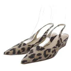 ルタロン Le Talon パンプス ウエッジソール ポインテッドトゥ ヒョウ柄 ストラップ 23cm ベージュ /YO19