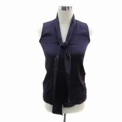 セオリーリュクス theory luxe シャツ ブラウス ノースリーブ ボウタイ 無地 シルク 38 M 紫 パープル /YS40