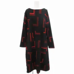 ブージュルード Bou Jeloud ワンピース 長袖 ひざ丈 F 総柄 黒 ブラック 赤 レッド  /UD