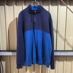 1718 NAUTICA ハーフジップトレーナー ブルー ネイビー XL ノーティカ スウェット ワンポイント 刺繍ロゴ ツートーン 古着卸 アメリカ仕入