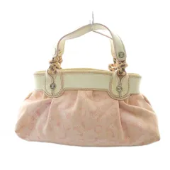 セリーヌ CELINE オールドセリーヌ ヴィンテージ ハンドバッグ Cマカダム ロゴ 総柄 キャンバス レザー ピンク ■GY17 /MQ