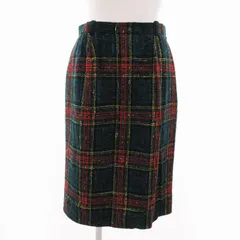 レリアン Leilian タイトスカート チェック ウール ひざ丈 9 緑 グリーン 赤 マルチカラー /VU△ 0311