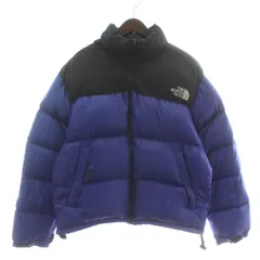 ザノースフェイス THE NORTH FACE 90S NUPTSE JACKET ヌプシ ダウンジャケット アウター ナイロン ハイネック フード収納式 ジップアップ L 青 ブルー 黒 ブラック NF003AS /XZ