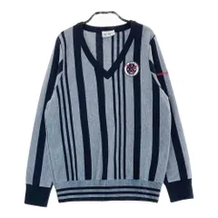 サイズ：L ADIDAS GOLF アディダスゴルフ  長袖ニットセーター ワッペン ストライプ柄 グレー系 [240101420558] ゴルフウェア レディース ストスト