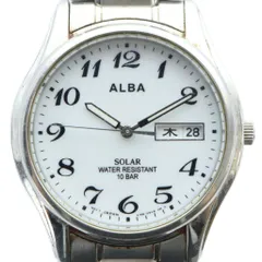 セイコー SEIKO 腕時計 ウォッチ ソーラー カレンダー付き 白文字盤 ロゴ シルバー色 V158-0AX0 ■GY11 /MQ