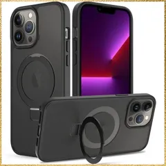 ☆彡送料無料でお届け☆彡Size:iPhone 13 Pro Max_Color:ブラック PinLiSheng iPhone 13 Pro Max 用 ケース 隠し収納式 Magsafe対応 アイフォン 13 Pro Max ケース マグネット搭載 リング付