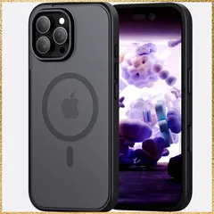 ☆彡送料無料でお届け☆彡Color:ブラック iPhone 16 Pro Max ケース 2024新型 iPhone 16 Pro Max 用 ケース 米軍MIL規格 耐衝撃 Magsafe対応 マグセーフ対応 半透明 マット仕上げ 滑り止め ワイヤレス充電対