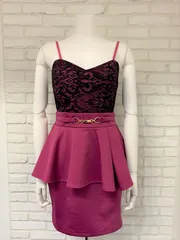 507 Tika ティカ キャバクラ ドレス キャバドレス レース キャミ ペプラム ナイトドレス M